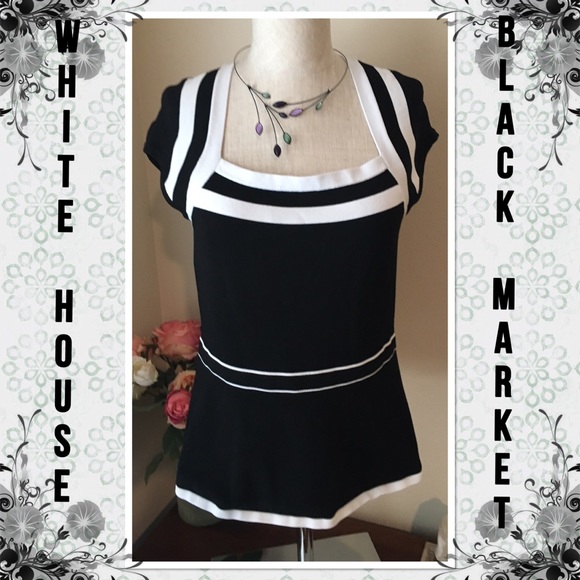 WHBM knit black & white top - Picture 1 of 5
